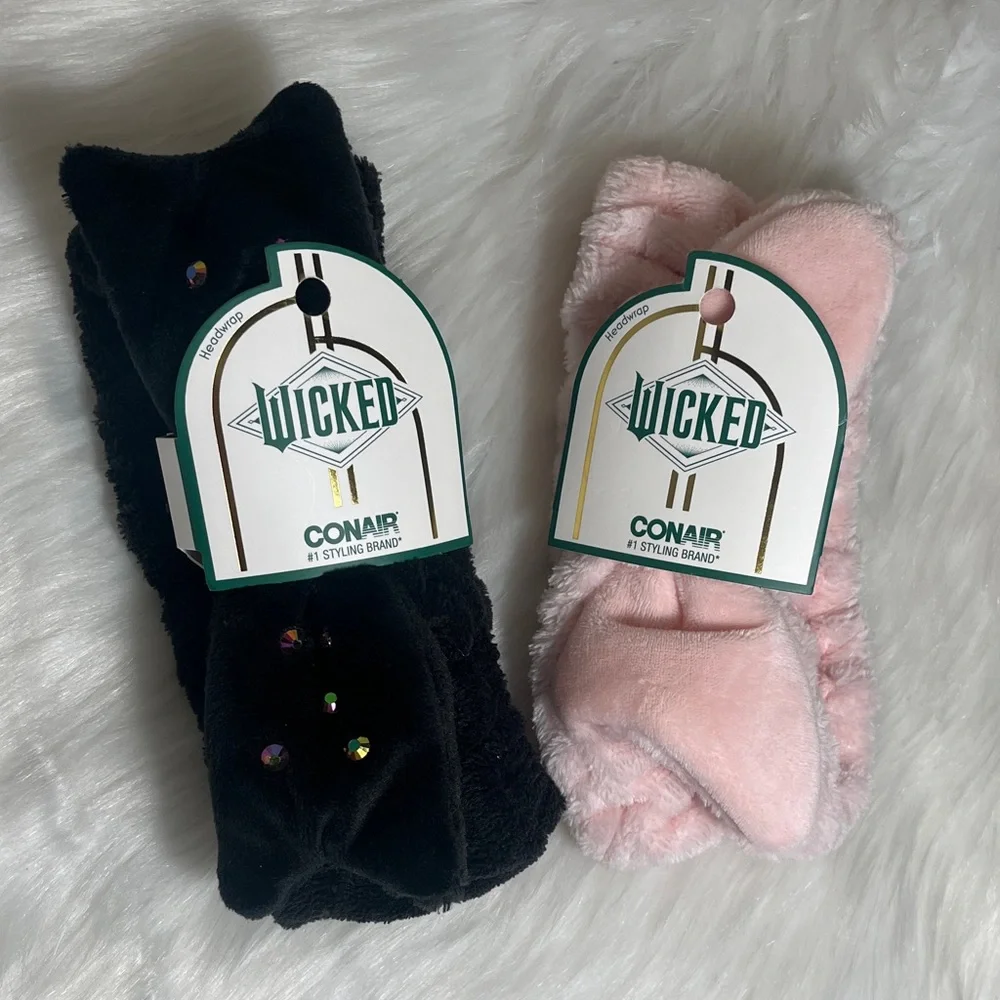 NWT Wicked Scunci Black Pink Soft Headbands
